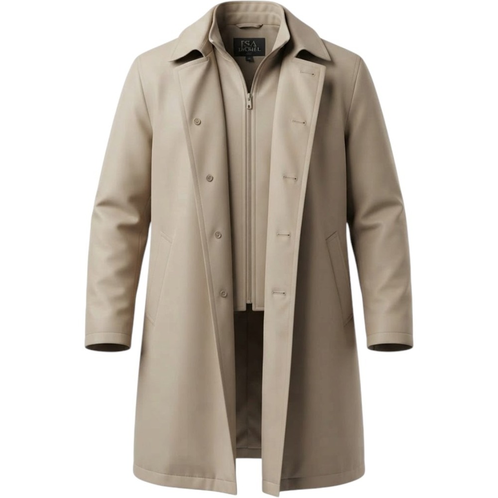 Jos. A. Bank Trench Coat Mens 40R Tan Traveler's Collection Removable Liner Coat